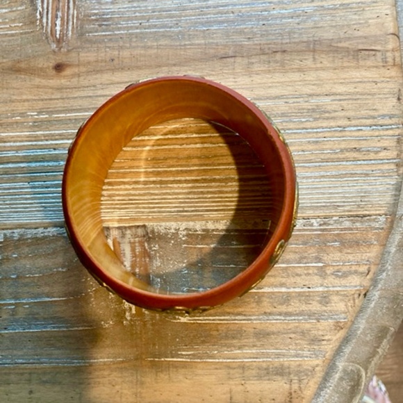 Wooden Orange Vintage Statement Bangle - Picture 3 of 3